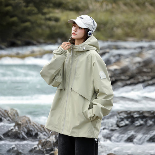 Damen Leichte Wasserabweisende Oversized Funktions-Outdoorjacke mit Kapuze Shop Nory