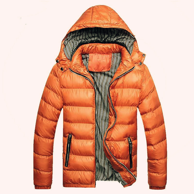 Herren Glänzende gesteppte Kapuzenjacke mit Thermo-Polsterung und gestreiftem Innenfutter Shop Nory