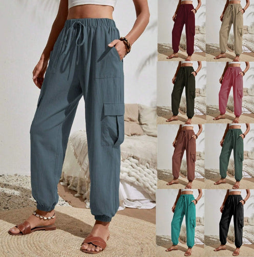 Damen Cargo-Jogginghose mit elastischem Bund, Kordelzug und aufgesetzten Taschen Shop Nory