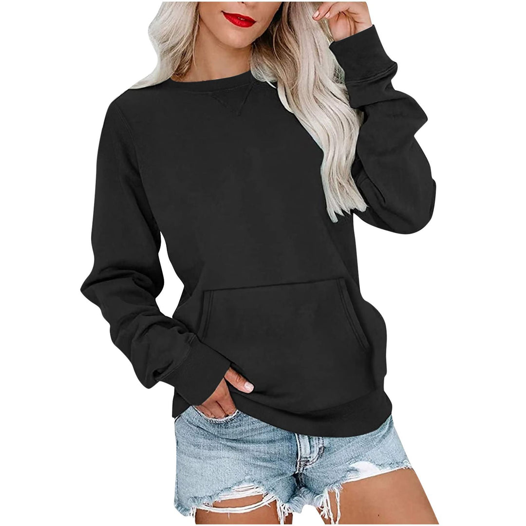 Damen Lockeres Sweatshirt mit Rundhalsausschnitt und Kängurutasche Shop Nory