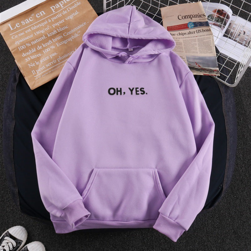 Damen nan Kapuzenpullover mit weichem Innenfutter, Kängurutasche und dezentem Frontprint Shop Nory