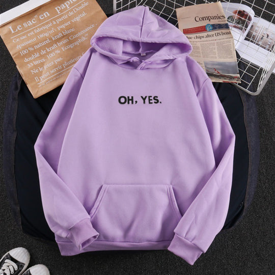 Damen nan Kapuzenpullover mit weichem Innenfutter, Kängurutasche und dezentem Frontprint Shop Nory