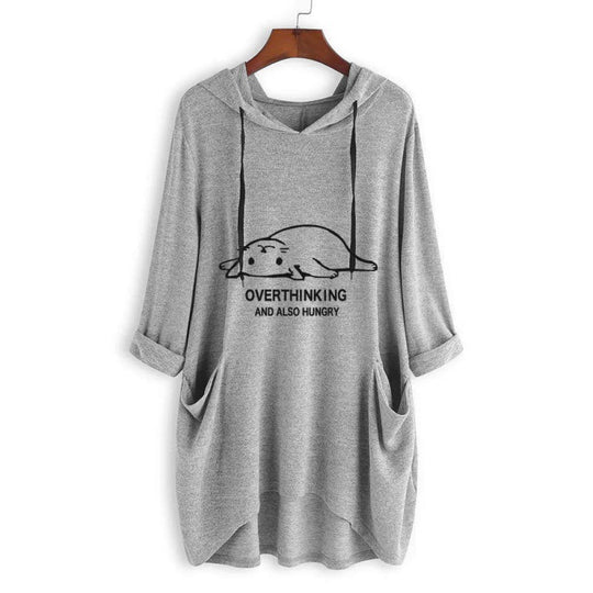 Damen Lässiges Kapuzenkleid mit Cartoon-Print, Oversize-Schnitt und Einschubtaschen Shop Nory