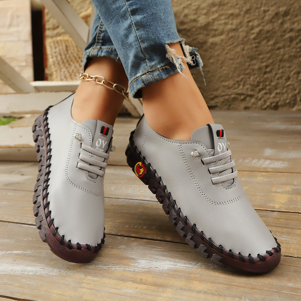 Damen Atmungsaktive und bequeme Freizeitschuhe mit elastischen Schnürsenkeln Shopnory