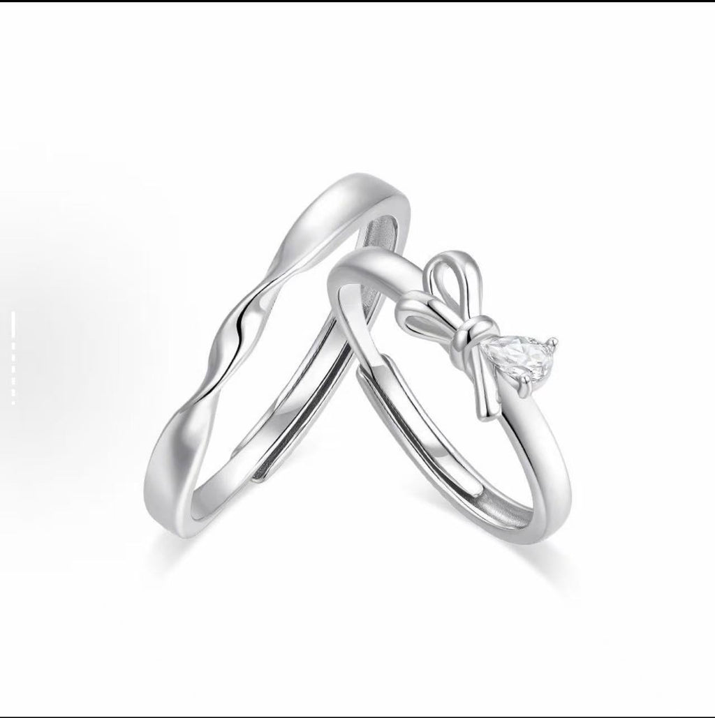 Damen Verlobungsring-Set mit eleganten Schleifen- und Wellen-Design Shop Nory