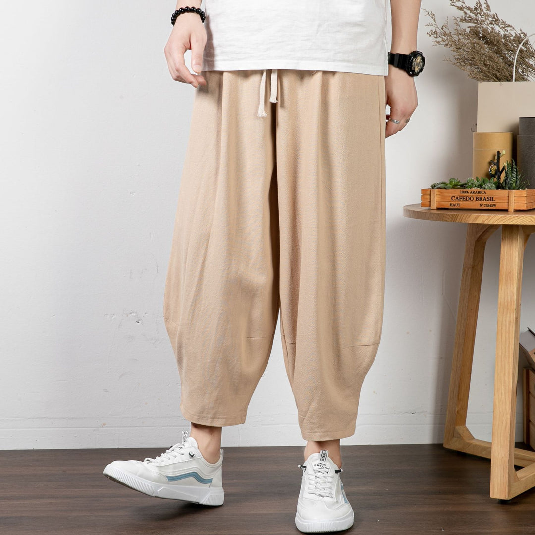 Herren Lässige Palazzo-Hose mit Kordelzug und konischem Knöchelabschluss Shop Nory