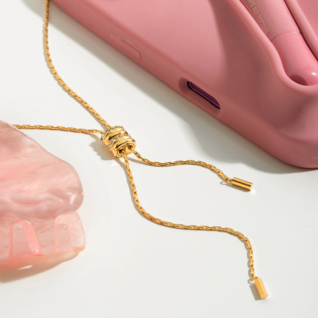 Damen Langes Kettenhalsband mit verstellbarem Anhänger aus hypoallergenem Edelstahl Shop Nory