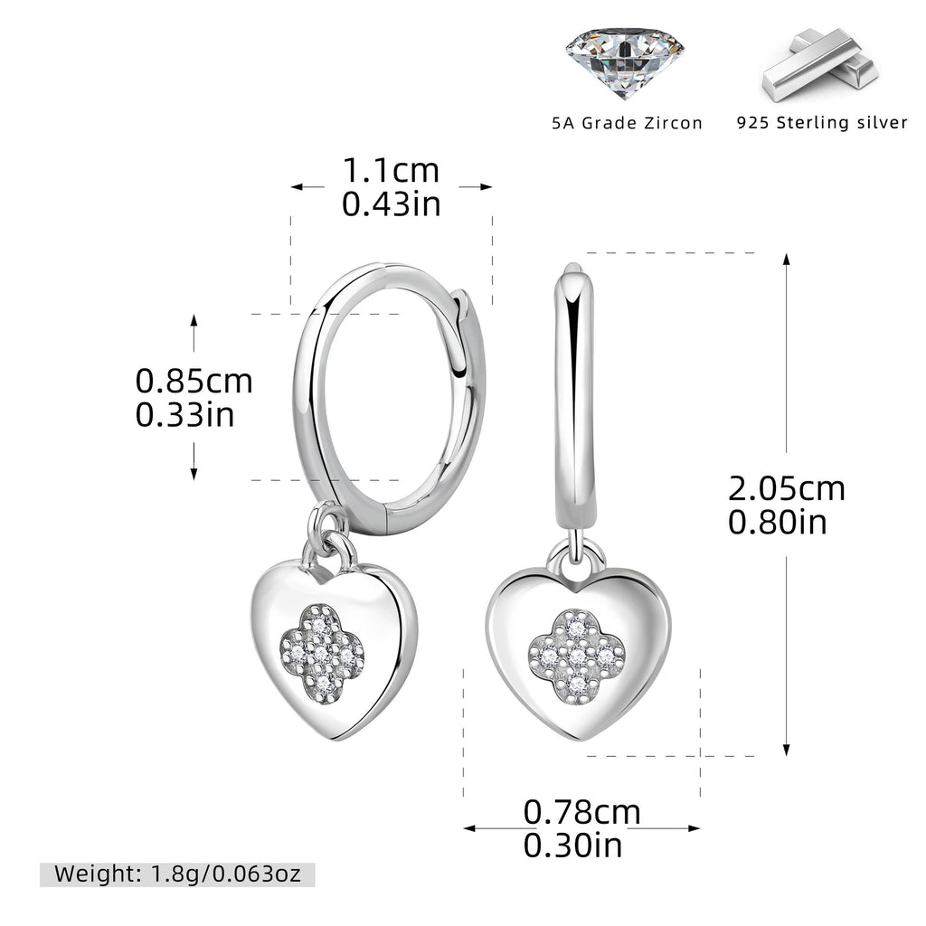 Damen Ohrhänger mit Herzanhänger und funkelnden Zirkonia Shop Nory