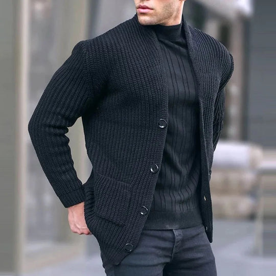 Herren Grobstrick-Cardigan mit Schalkragen und aufgesetzten Taschen Shop Nory