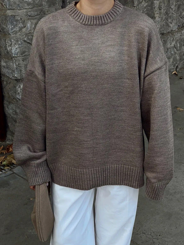 Damen Oversize-Feinstrickpullover mit Rundhalsausschnitt & verlängerten Manschetten Shop Nory