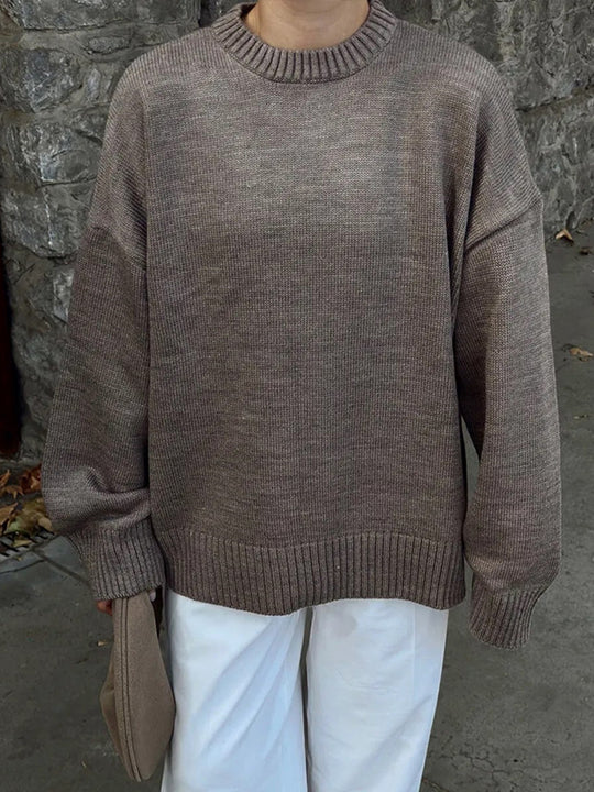 Damen Oversize-Feinstrickpullover mit Rundhalsausschnitt & verlängerten Manschetten Shop Nory