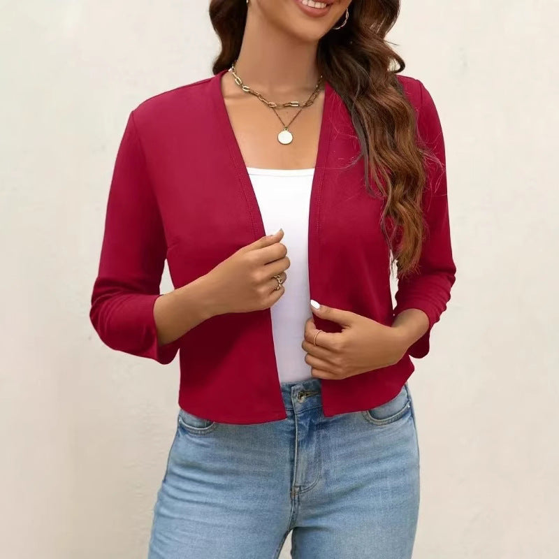 Damen Luftiger Cardigan mit offenem Frontdesign und ¾-Ärmeln Shopnory