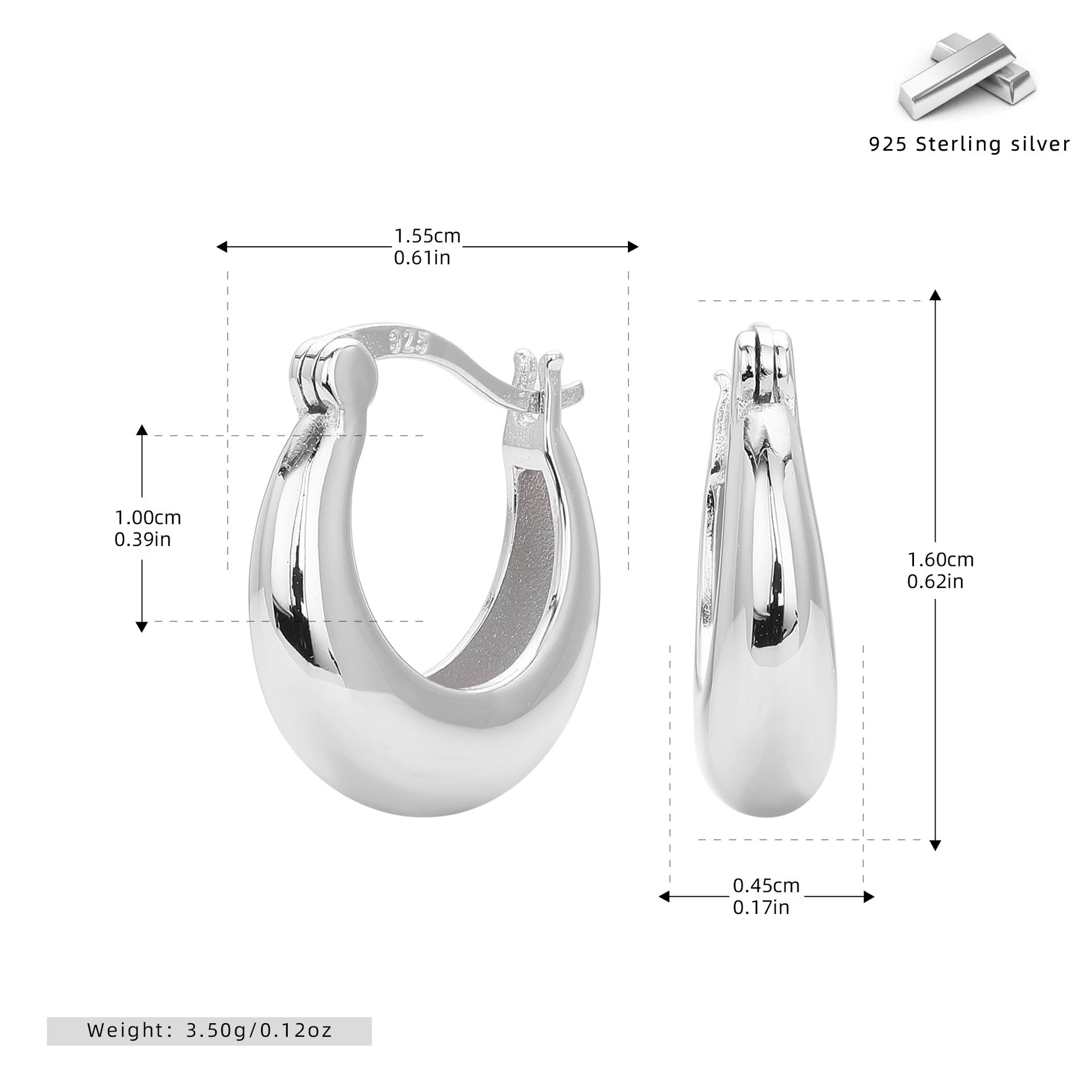 Damen Creolenohrringe aus hochwertigem 925 Sterling Silber mit modernem Design Shop Nory