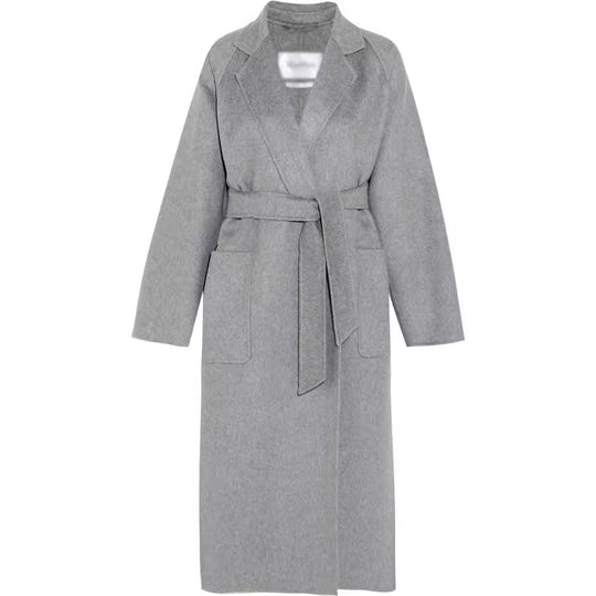 Damen Bodenlanger Offener Wollmix‑Mantel mit entspanntem Revers und fließendem Fall Shop Nory