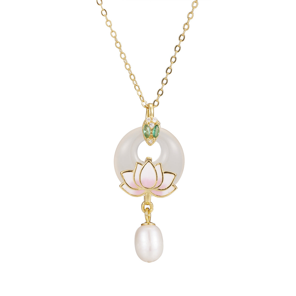 Damen Halskette mit elegantem Lotus-Anhänger und Perle Shop Nory