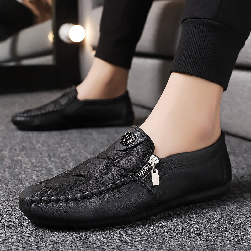 Herren elegante Lederoptik Slipper mit Zierreißverschluss, handgenähter Mokassinnaht und flexibler Komfortsohle Shop Nory