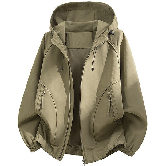Herren Kapuzen-Utility-Softshelljacke mit Oversize-Schnitt, Reißverschlusstaschen und elastischem Saum Shop Nory