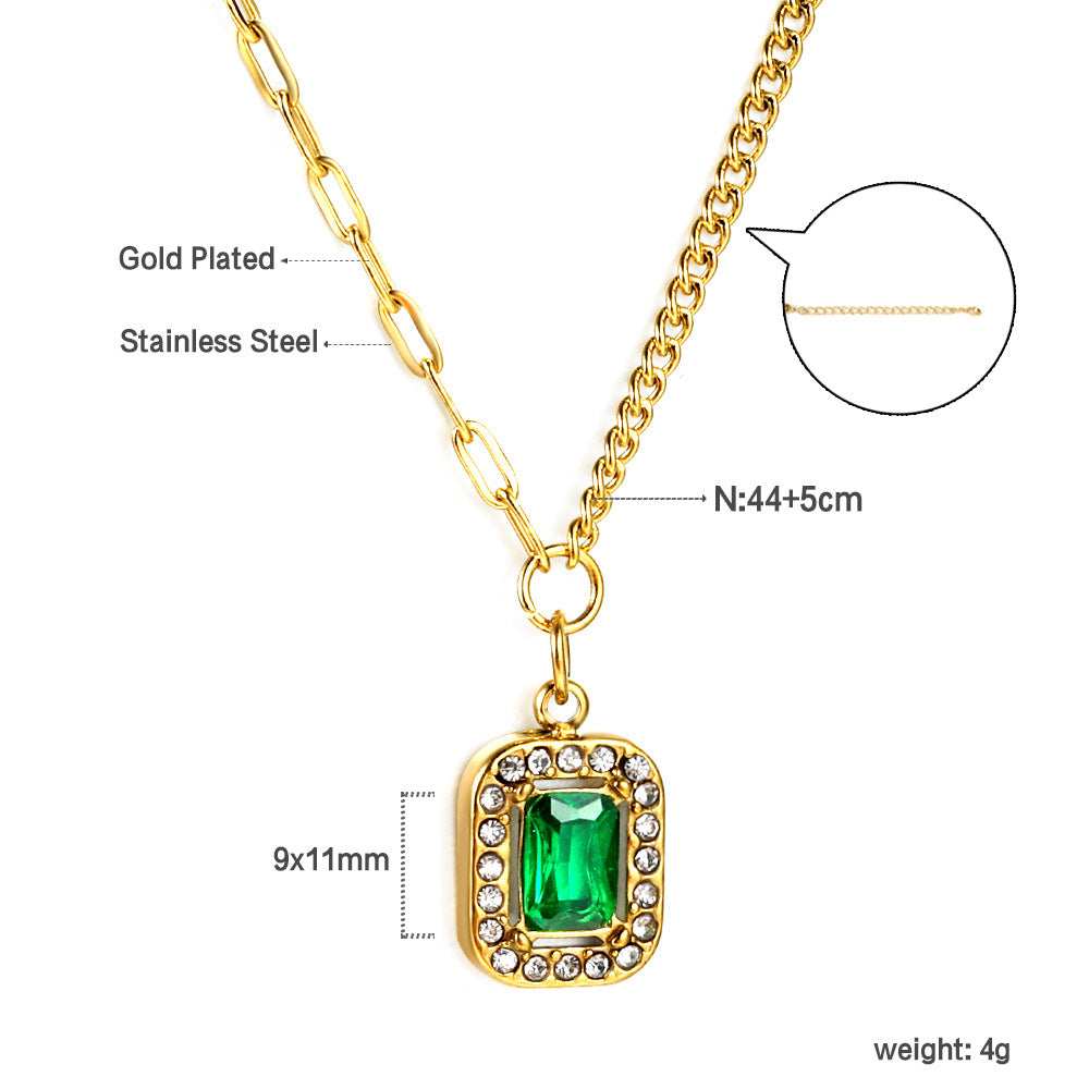 Damen Ring mit grünem Kristall und funkelndem Zirkonia-Rahmen Shop Nory