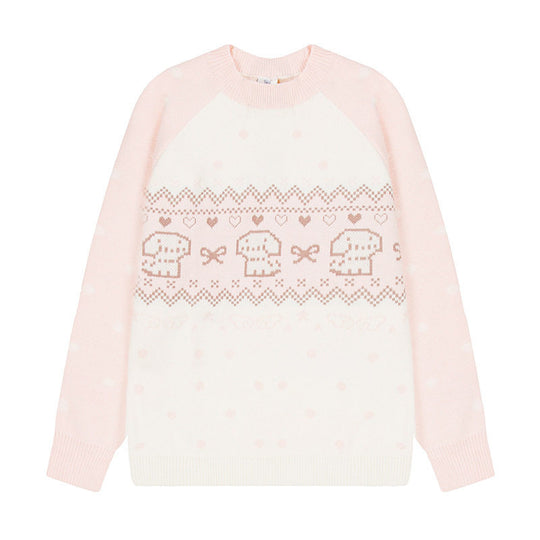 Damen Strickpullover mit Norwegermuster, Raglanärmeln und Rundhalsausschnitt Shop Nory