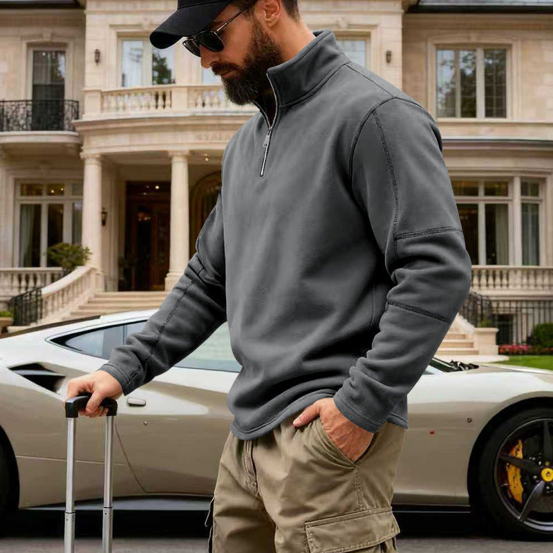 Herren Halbzip-Sweatshirt mit Stehkragen und markanten Nahtdetails Shop Nory