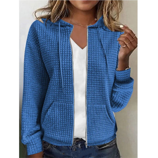 Damen Kapuzenjacke mit Waffelstruktur, Reißverschluss und Eingrifftaschen Shop Nory