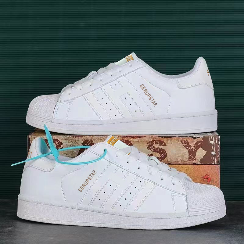 Damen Sportliche Freizeit Sneakers mit Lederoberfläche und rutschfester Sohle