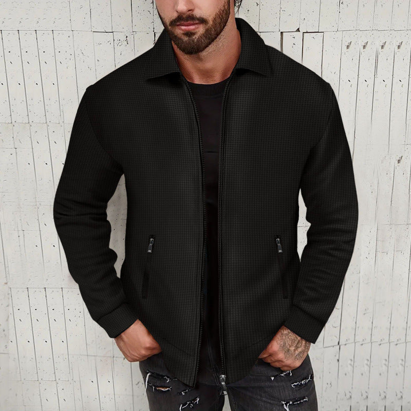 Herren modische Sweatjacke mit strukturierter Oberfläche und praktischen Reißverschlusstaschen