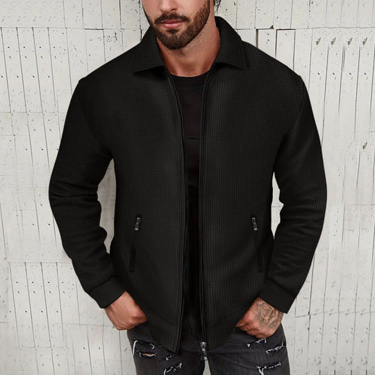 Herren modische Sweatjacke mit strukturierter Oberfläche und praktischen Reißverschlusstaschen