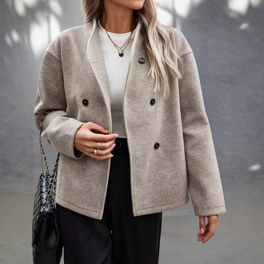 Damen Elegante und zeitlose wollene Blazerjacke