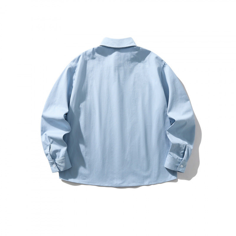 Unisex Oversize-Hemdjacke mit verdeckter Knopfleiste, kastiger Silhouette und abgerundetem Saum Shop Nory