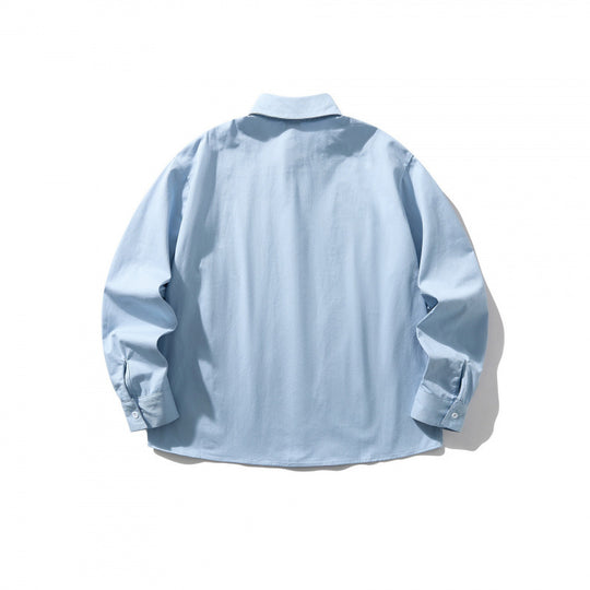 Unisex Oversize-Hemdjacke mit verdeckter Knopfleiste, kastiger Silhouette und abgerundetem Saum Shop Nory