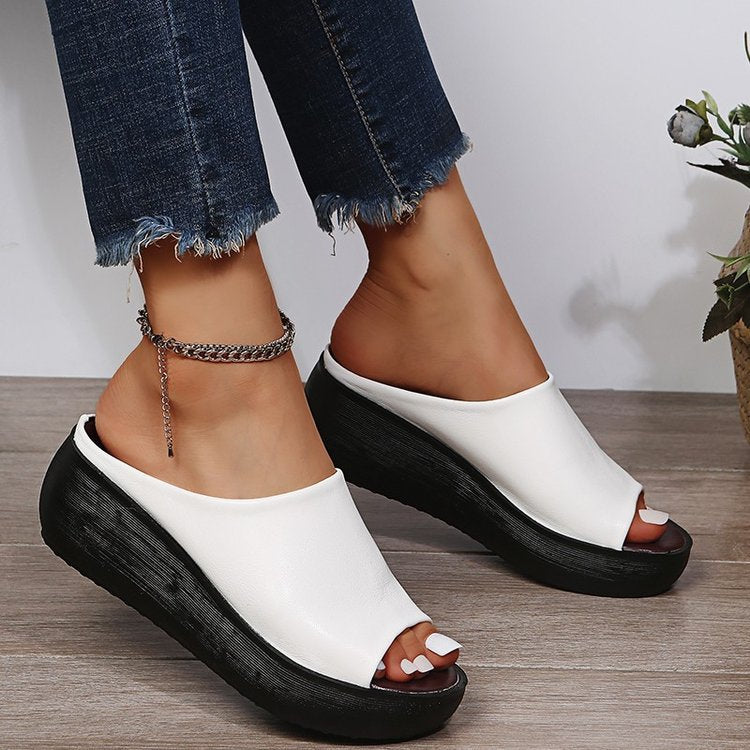 Damen Komfortable Plateau-Sandalen mit weichem Obermaterial und anatomischem Fußbett