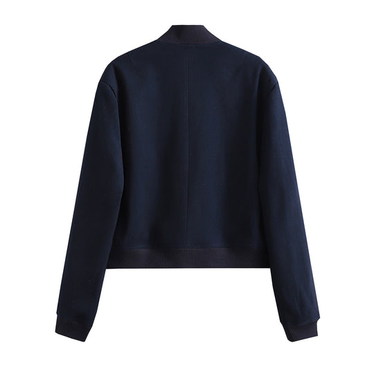 Damen Kurze Bomberjacke mit großen Pattentaschen und Rippbündchen Shop Nory