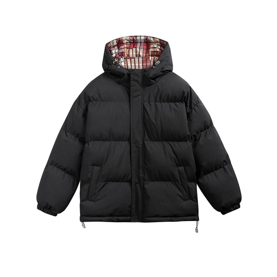 Damen Wattierte Oversize-Steppjacke mit Kapuze, hohem Kragen und karierter Futterverzahnung Shop Nory