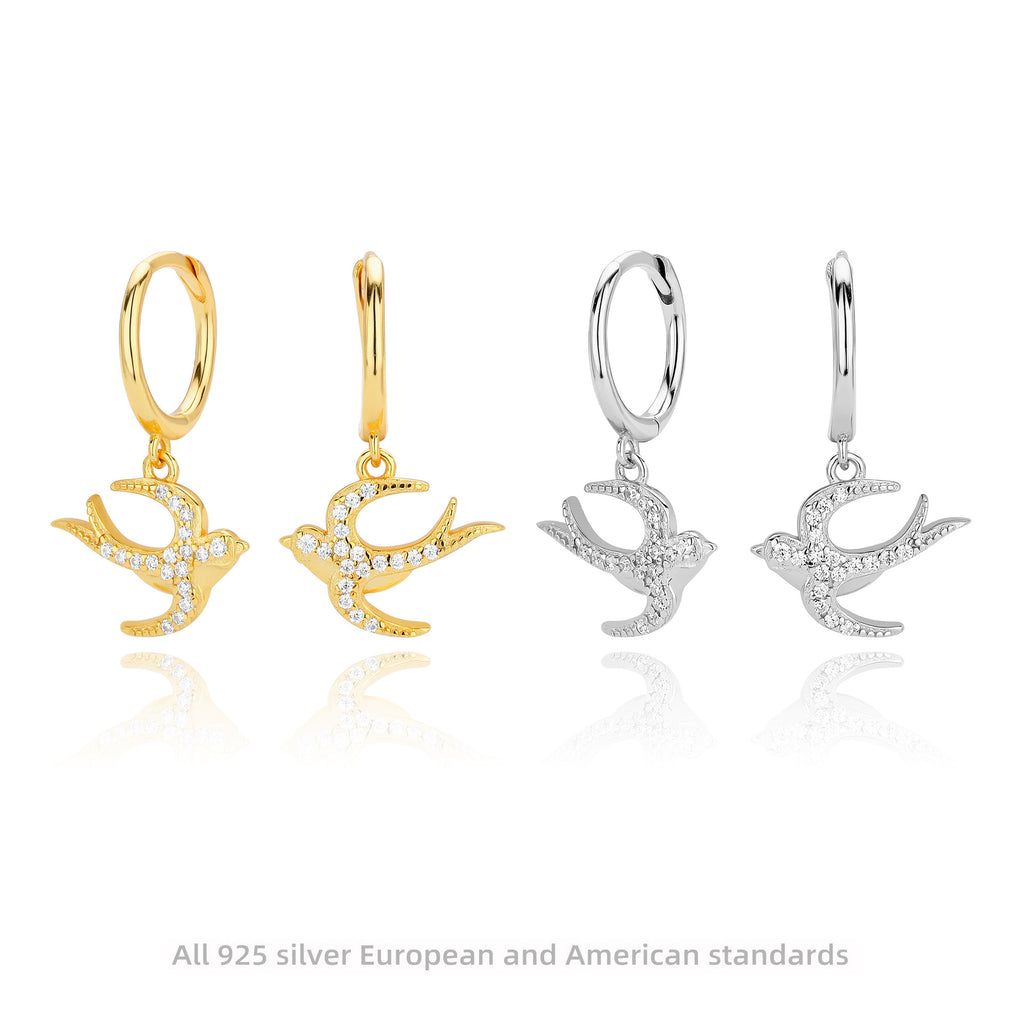 Damen Ohrhänger mit elegantem Schwalbenmotiv aus 925 Sterling Silber Shop Nory