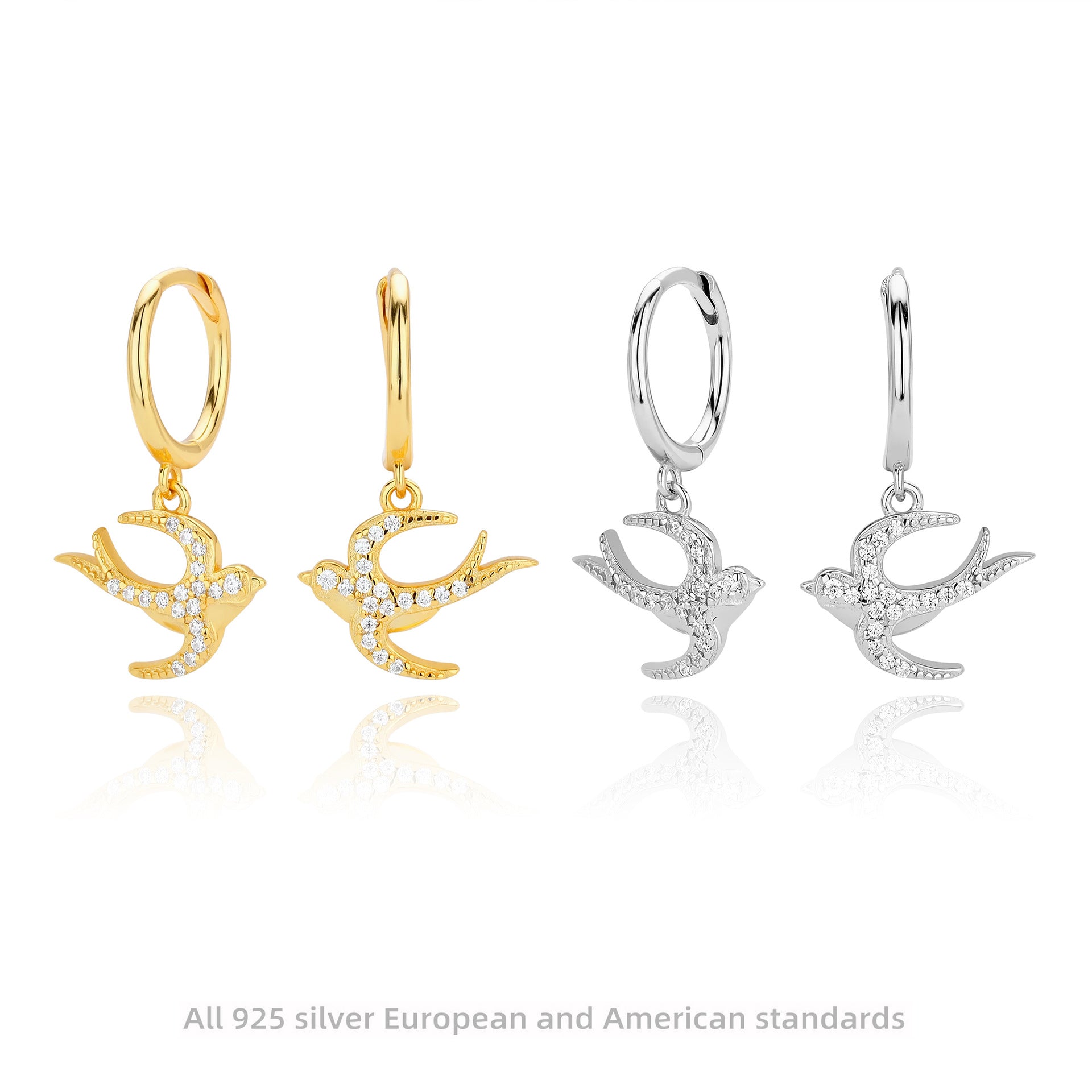 Damen Ohrhänger mit elegantem Schwalbenmotiv aus 925 Sterling Silber Shop Nory