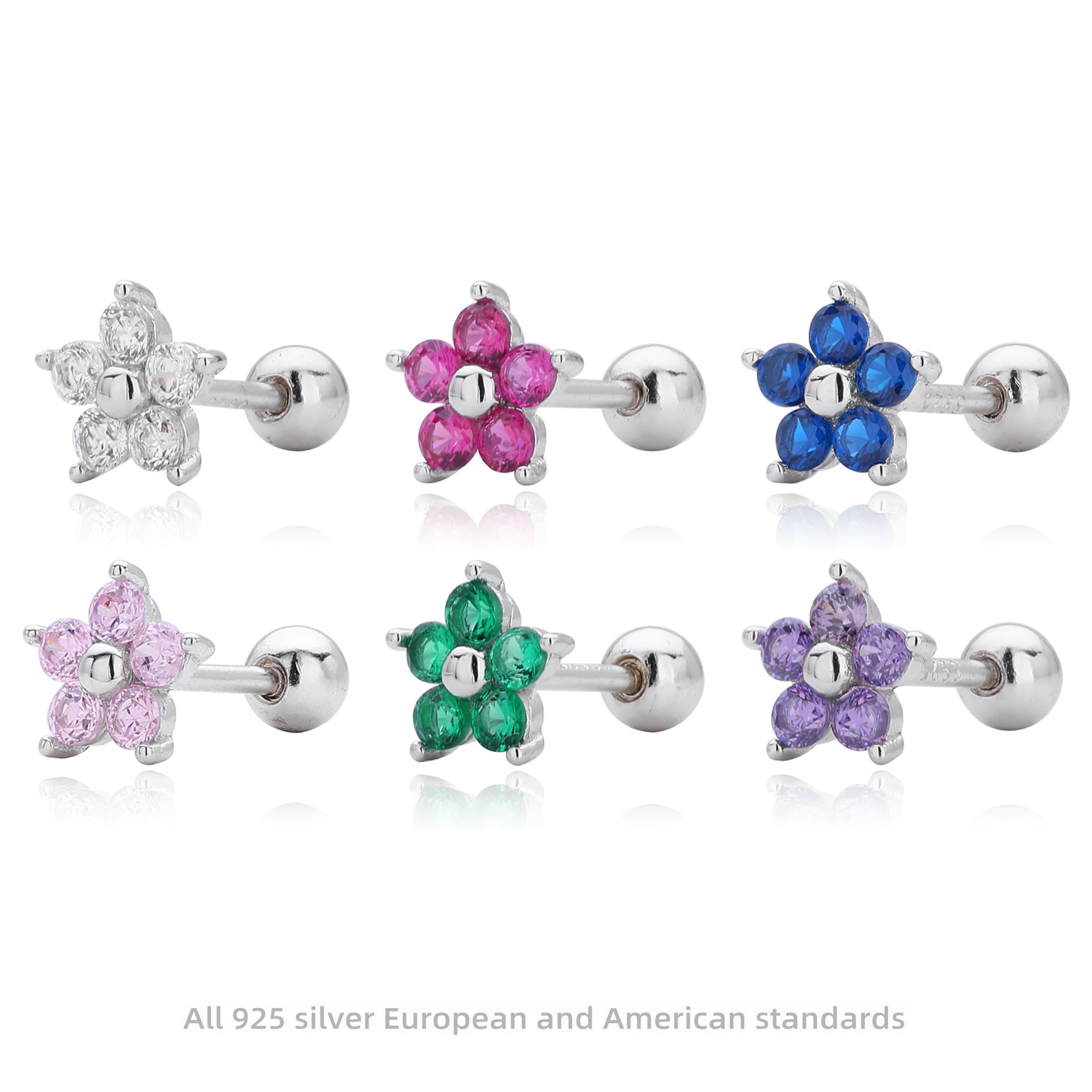 Damen Ohrstecker im floralen Design mit funkelnden Zirkonia Shop Nory