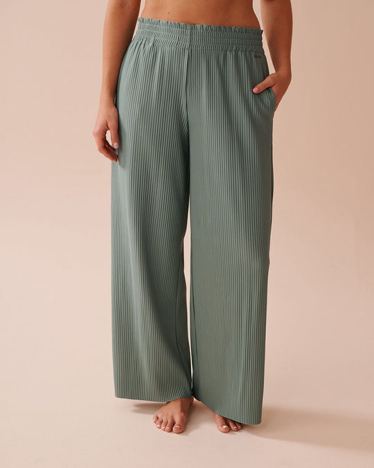 Damen Weite Plissee-Hose mit elastischem Bund und seitlichen Taschen