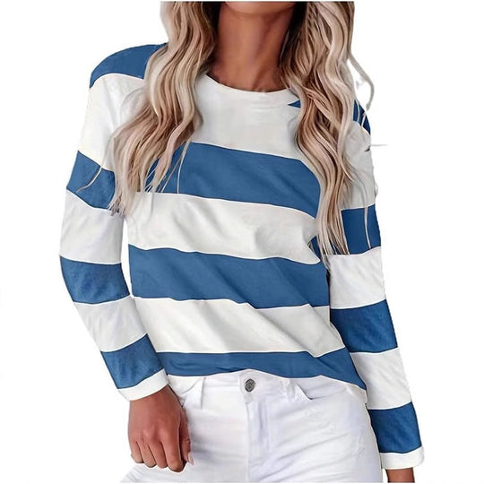 Damen lässiges gestreiftes Langarmshirt