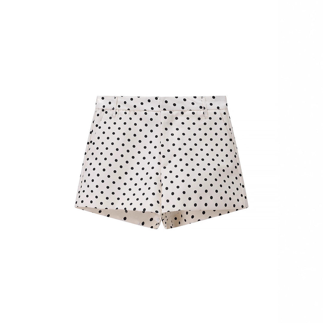 Damen Gepunktetes Satin-Loungewear-Set mit Oversize-Blazer und Kordel-Shorts Shop Nory