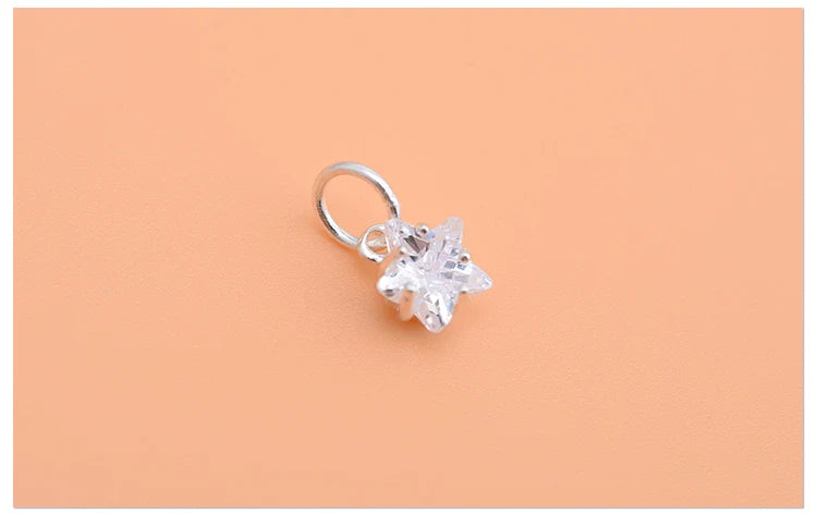 925 Sterling Silber Rhinestone Zirkon Zubehör Mini Kleiner Stern Fünfzackiger Stern Anhänger Armband Halskette Kreative Handgemachte Zubehör | Shop Nory