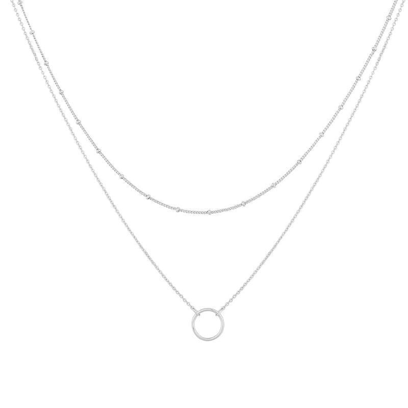 Damen mehrlagige Halskette mit modernen Ringen und filigranem Design Shop Nory
