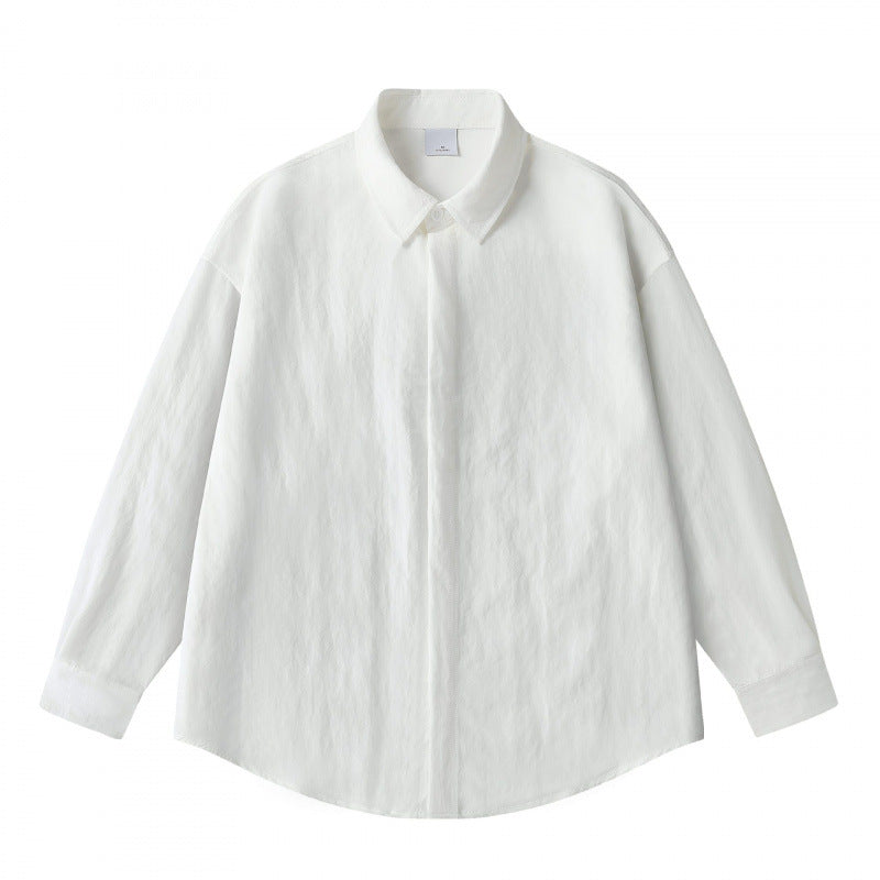Unisex Oversize Leinenhemd mit verdeckter Knopfleiste und überschnittener Schulter Shop Nory