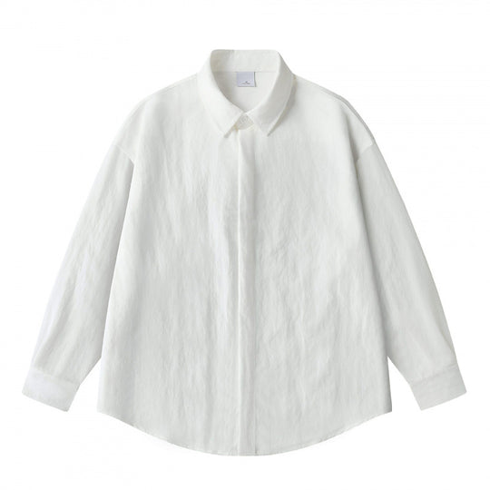 Unisex Oversize Leinenhemd mit verdeckter Knopfleiste und überschnittener Schulter Shop Nory