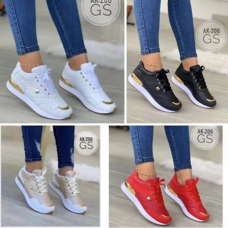 Damen Gepolsterte Sneaker mit Stepp-Optik und goldenen Akzenten Shop Nory