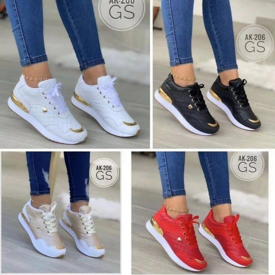 Damen Gepolsterte Sneaker mit Stepp-Optik und goldenen Akzenten Shop Nory