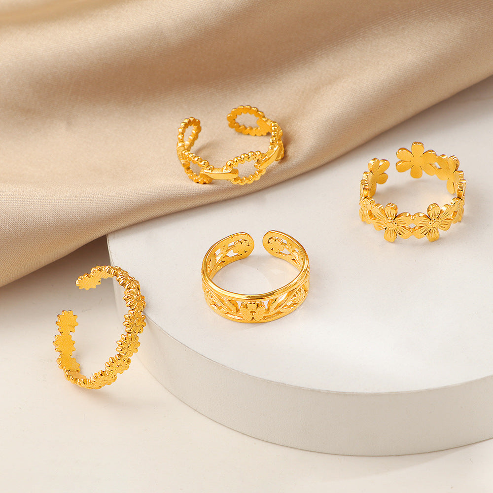 Frauen Blumige Filigran Band Ring Shop Nory