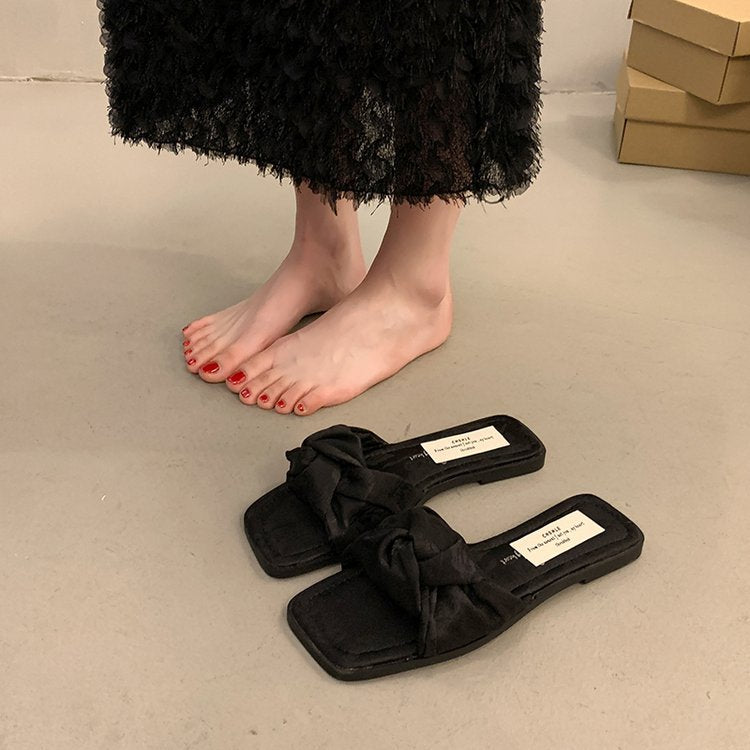 Damen modische Sandalen mit dekorativem Schleifenakzent und rutschfester Sohle