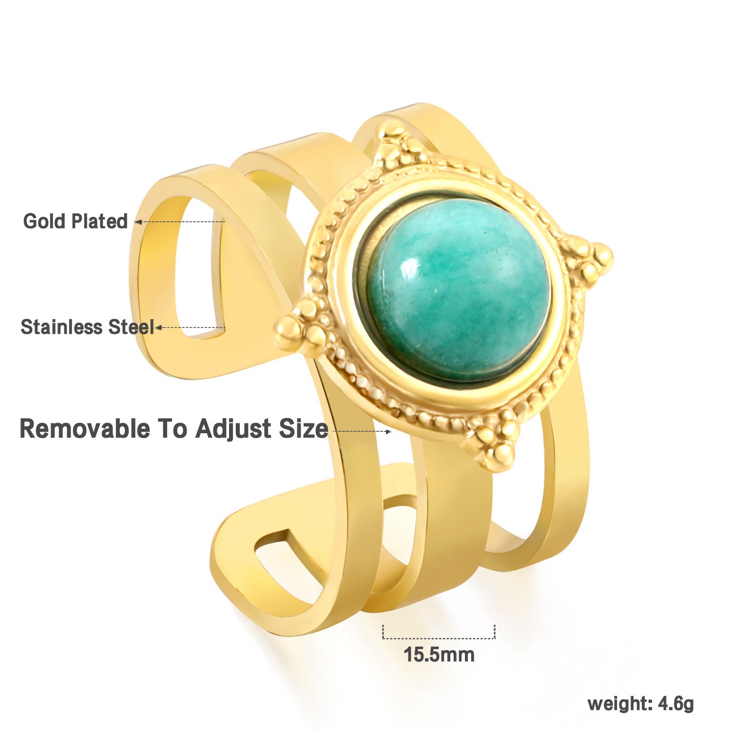 Damen offener Ring mit verstellbarem Design und elegantem Kunststoffstein Shop Nory