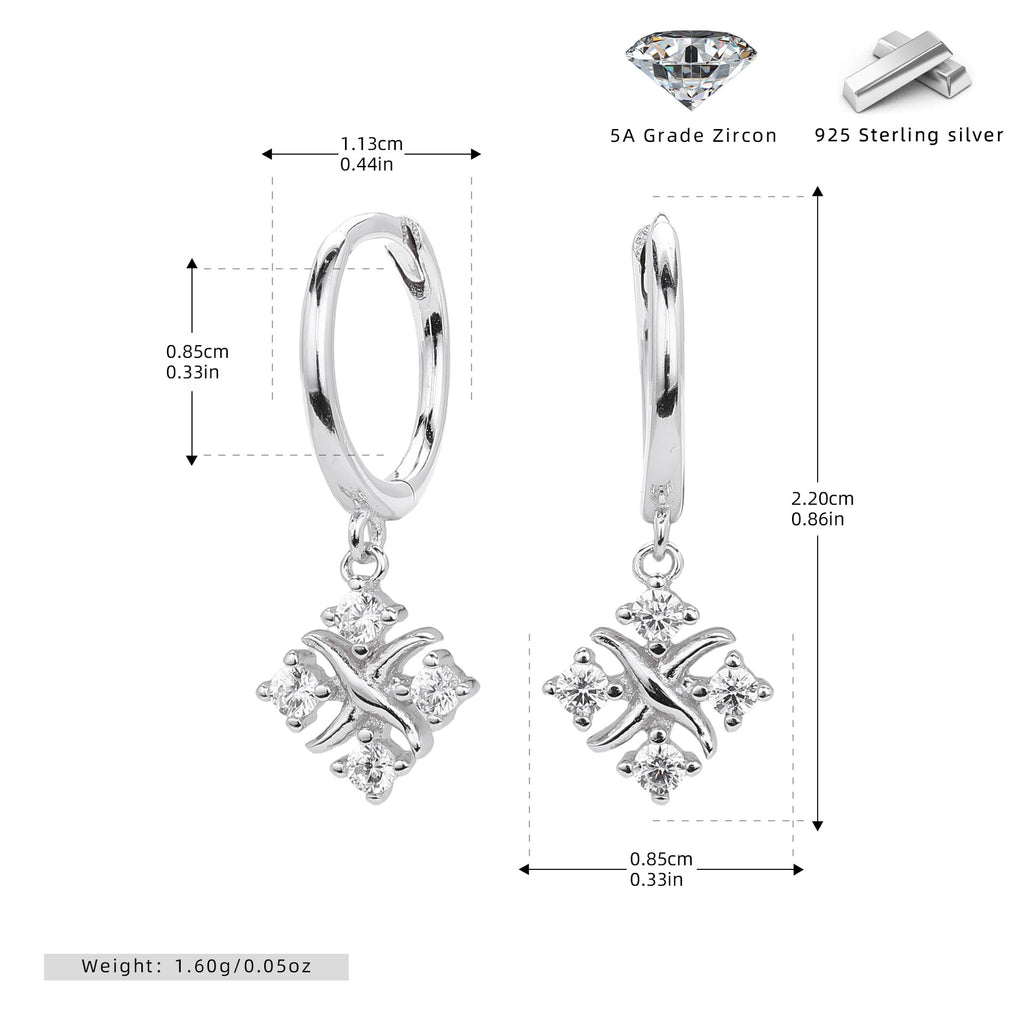 Damen Ohrhänger mit luxuriösem Zirkonanhänger aus hochwertigem 925 Sterlingsilber Shop Nory